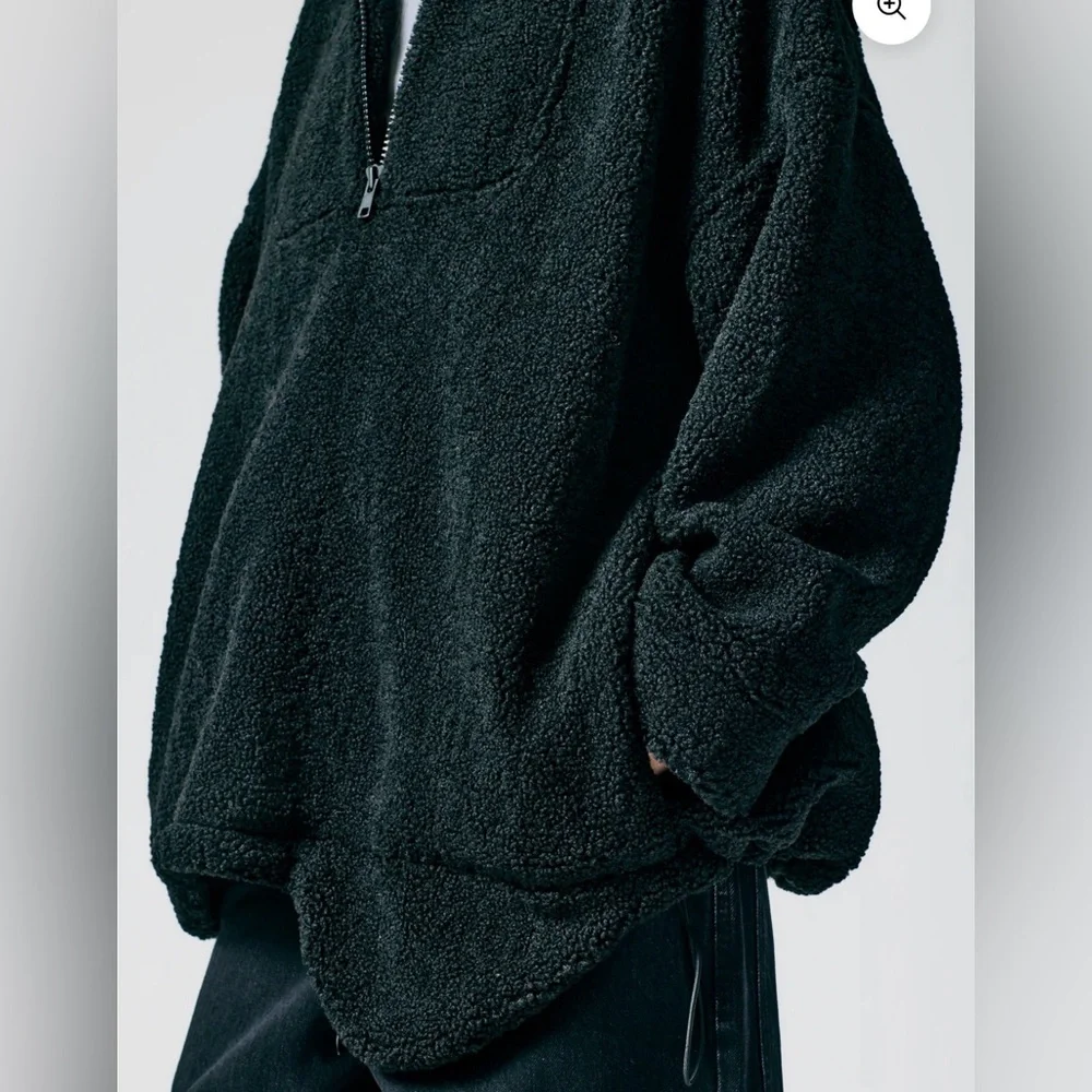Tibi Cozy Fleece Anorak Zip Up Pullover, Black, Like New, XS fits S / M - Picture 2 of 6